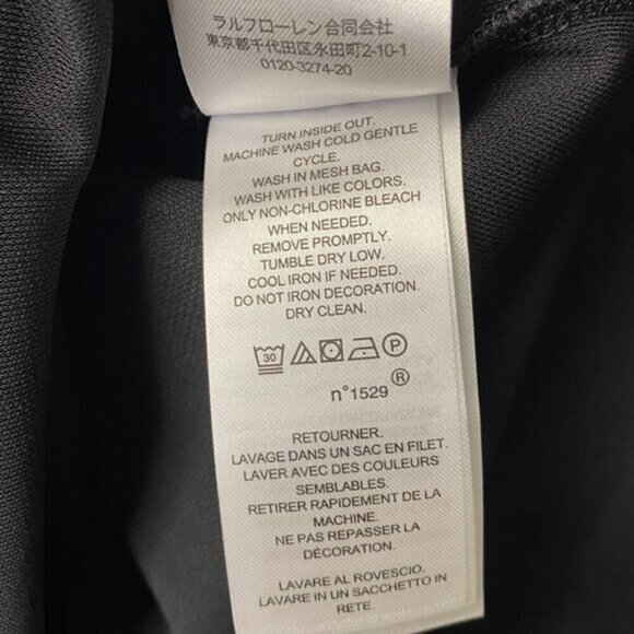 NWT Lauren Ralph Lauren Black with Gold Logo Bishop Sleeve Top Women's Size L - Picture 5 of 7